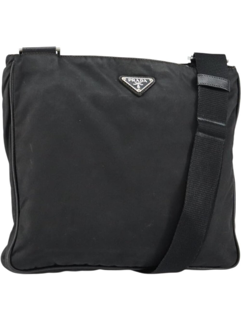 PRADA Shoulder Bag Nylon Black Silver